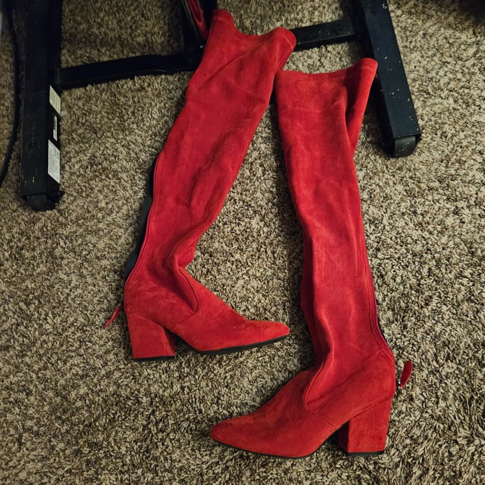 Knee high red boots NWOT free shipping